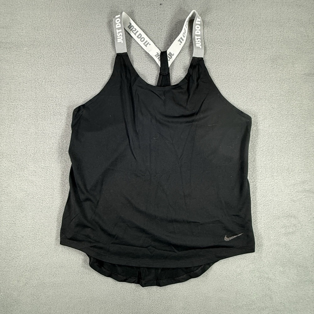 Nike Tank Top Shirt Small Womens Black Dri Fit Elastika Swoosh Pullover